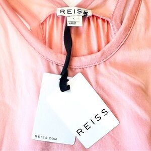 NWT Reiss Tank Top Lacer Back Sleeveless Pink Coral Size L Silk Combo Material